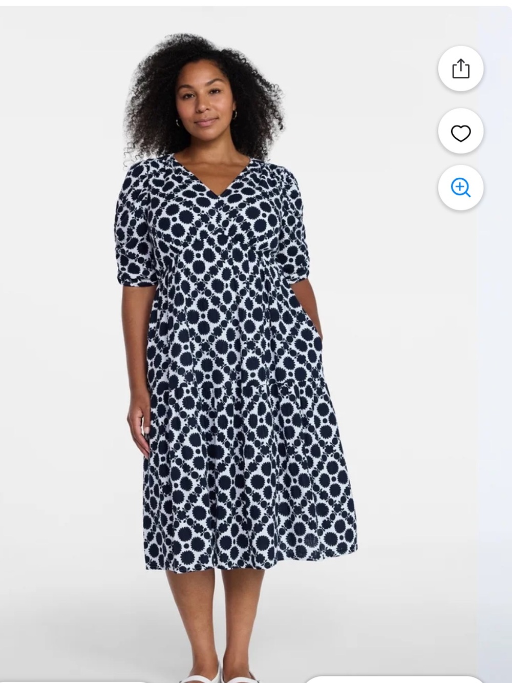 NWT! Time & Tru Women's Cotton Tiered Midi Dress-Elbow Length Sleeves, XXXL(22) - Picture 3 of 16